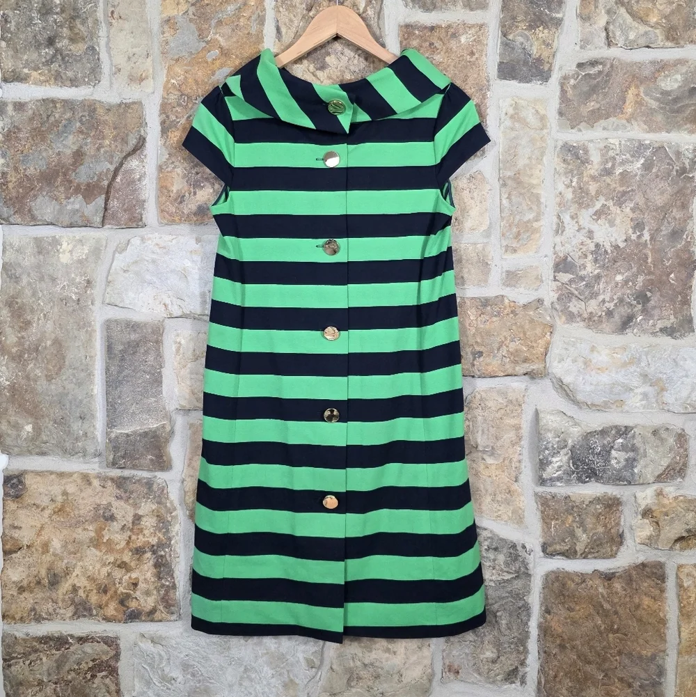 Kate Spade Blaise Striped Colorblock Cowl Neck Collar Dress
